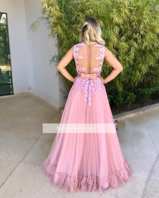 Prom Sheath Pink Dresses Hot Long Tulle With Lace_1