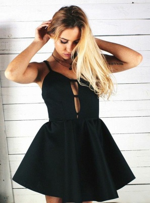 Sext Short A-Line Homecoming Dresses | Spaghetti Straps Little Black Dresses_3