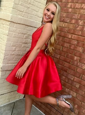 Simple Red A-Line Homecoming Dresses | Spaghetti Straps Short Cocktail Dresses_1