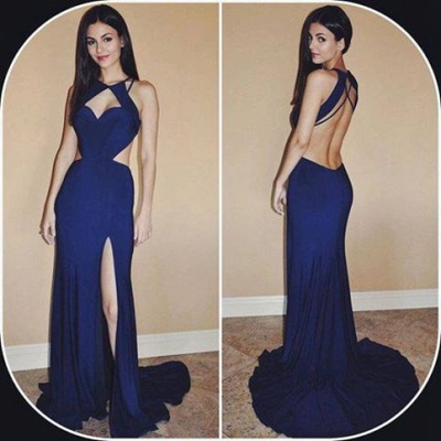 Burgundy Mermaid Prom Dresses Cutouts Side Slit Long Sexy Maroon Evening Gowns_5