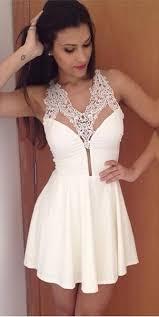 Simple Sexy Halter New A-Line Short Lace Homecoming Dress_3