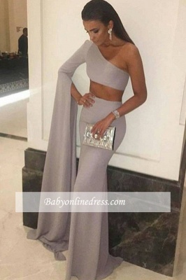 2018 Stunning Mermaid Two-Pieces One-Shoulder Floor-Length Prom Dress_4