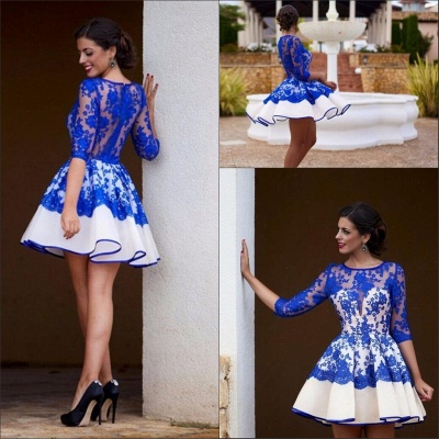 Glamorous Short A-line Homecoming Dress Half-sleeves Appliques Cocktail Dresses_3