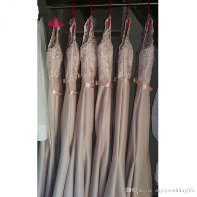 Cheap Lace Mermaid Beach Bridesmaid Dresses Sash Floor Length Wedding Party Dresses_5
