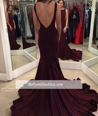Alluring Chic Backless Mermaid Evening Gowns Court-Train Prom Dress_1