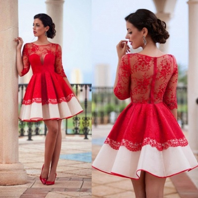 Glamorous Short A-line Homecoming Dress Half-sleeves Appliques Cocktail Dresses_2